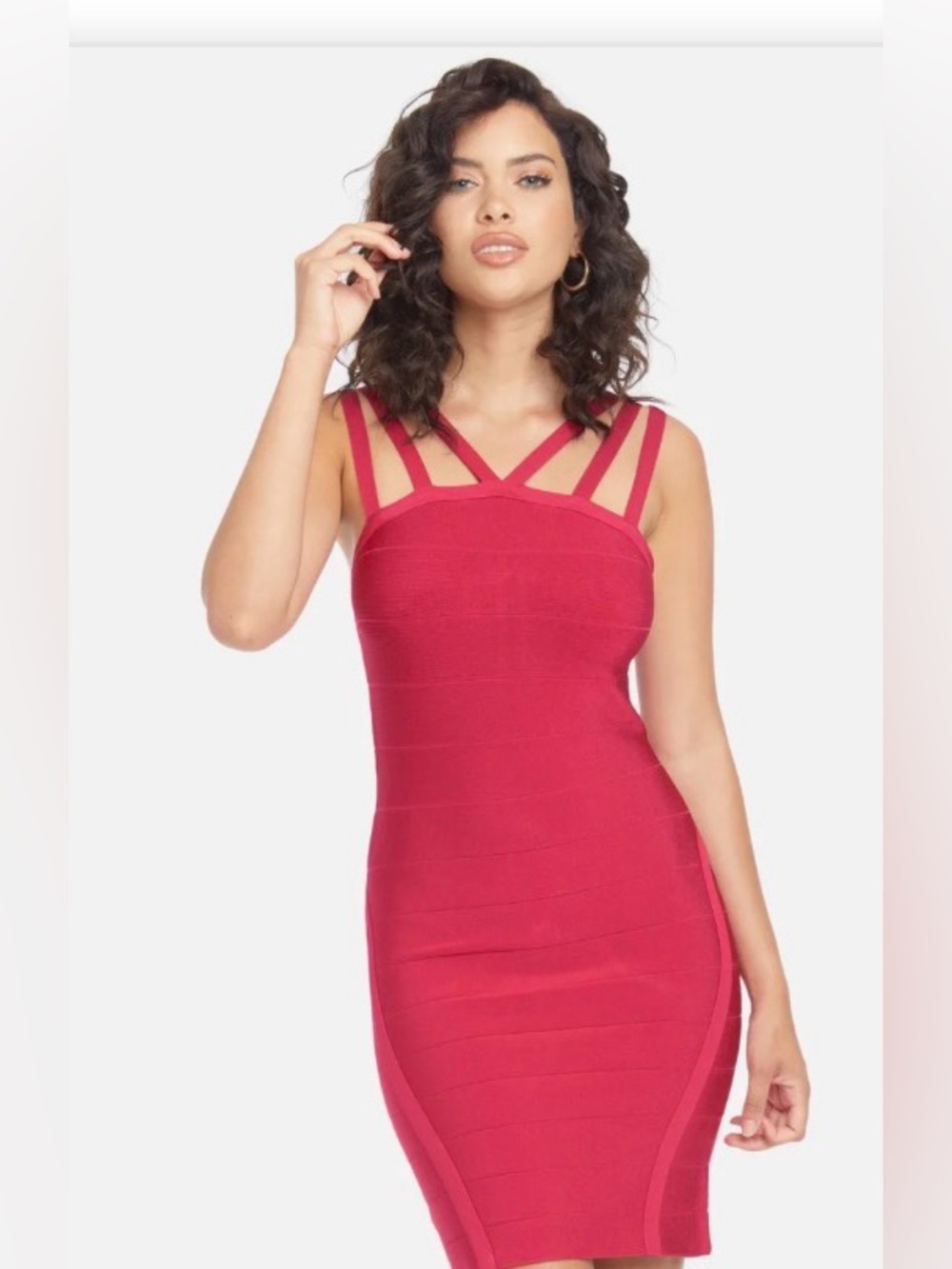 bebe Hot Pink Strappy Bodycon Mini Dress